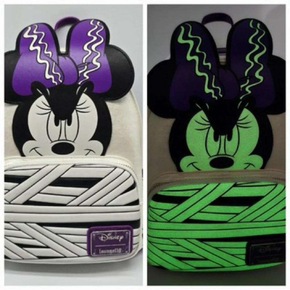 Loungefly Disney Minnie Mouse Bride Frankenstein Glow in the Dark Mini Backpack - Picture 13 of 13